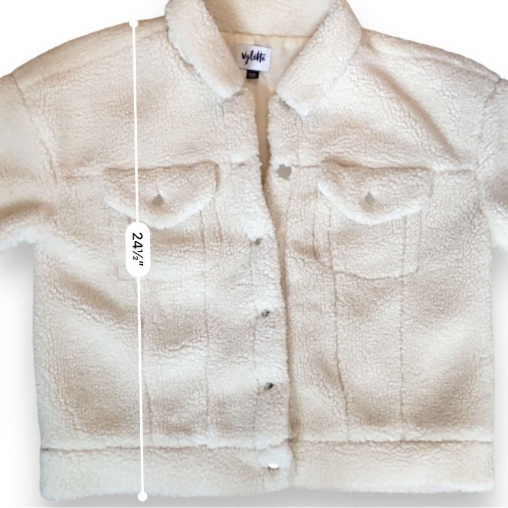 Vylette Cream Faux Fur Sherpa Button Front Teddy Jacket | Size XXL - Picture 7 of 7